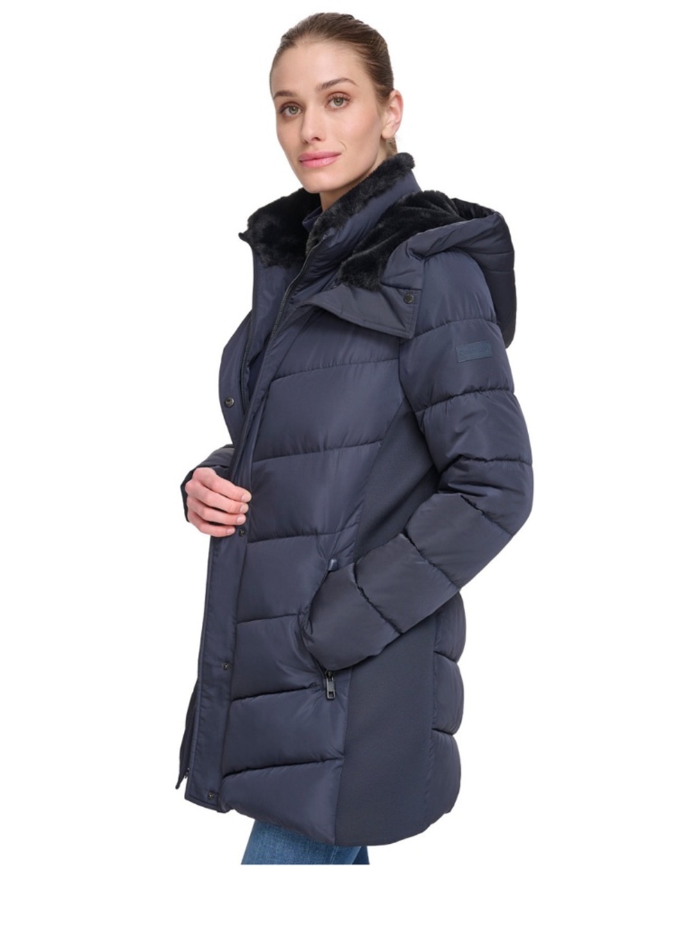 Calvin Klein Women's Navy Hooded Puffer Coat